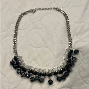 Elegant Silver and Black Beaded Necklace